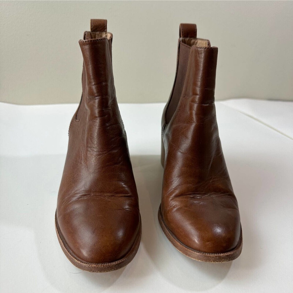 Madewell Frankie Chelsea Ankle Bootie Block Heel Boot Brown Leather F5078 Size 6 - Picture 3 of 7